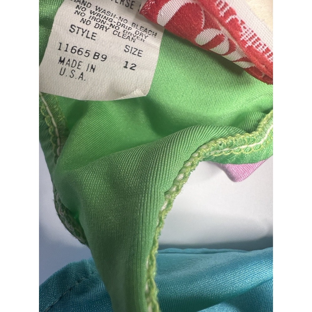 Vtg 80s Cole of California Bikini Women 12 Crossover Bandeau Colorblock Retro - Picture 6 of 10
